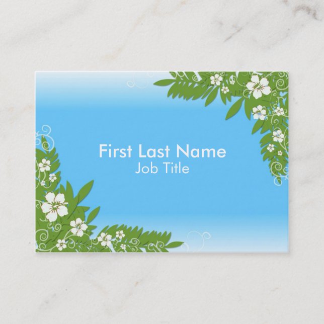 Blue hibiscus flower custom business cards (Front)