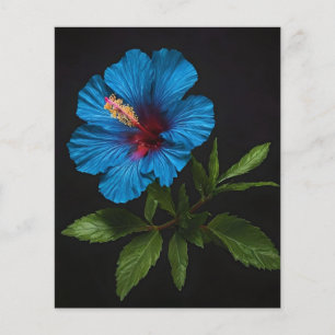 Blue Hibiscus Flower On Black, Flyer