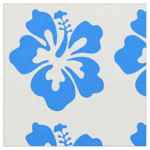 Blue Hibiscus Flower Print Fabric