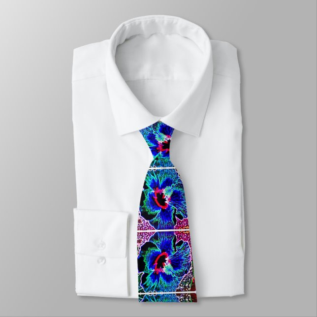 Blue Hibiscus flower Tie (Tied)