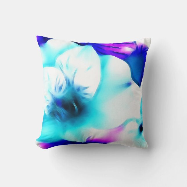 Blue Hibiscus Fractal Art Cushion (Front)