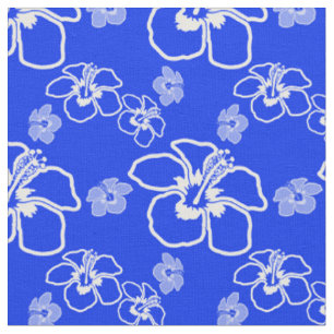 Blue Hibiscus Hawaiian Fabric