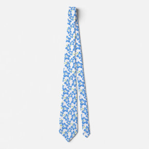 Blue Hibiscus Hawaiian pattern  Tie