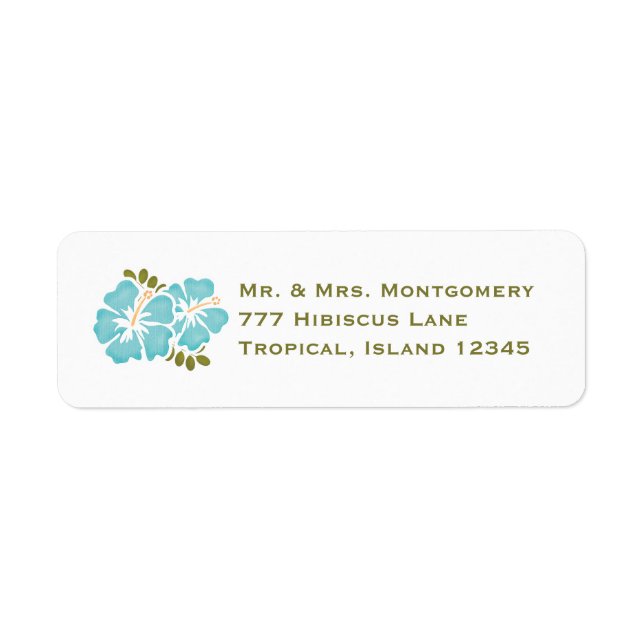 Blue Hibiscus Return Address Labels Custom (Front)