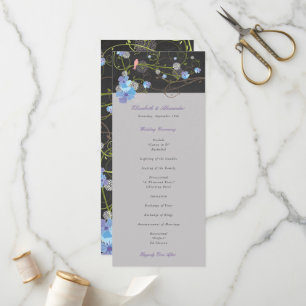 Blue Hibiscus & Swallows Floral Chalkboard Wedding Programme