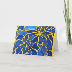 Blue hibiscus thank you card