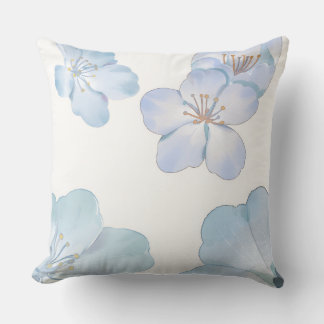 Blue hibiscus  throw pillow