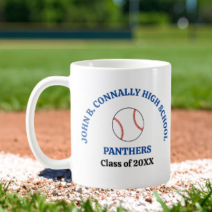 Blue High School Baseball Player Personalised Coffee Mug