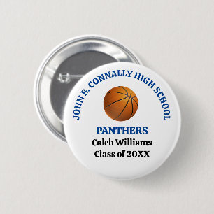 Blue High School Basketball Player Personalised 6 Cm Round Badge