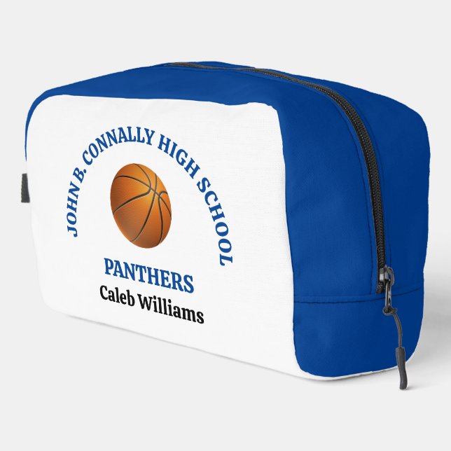 Blue High School Basketball Player Personalised Dopp Kit (Right Corner)