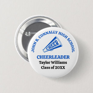 Blue High School Cheerleader Personalised 6 Cm Round Badge