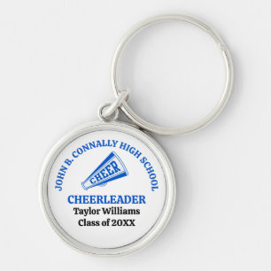 Blue High School Cheerleader Personalised Key Ring