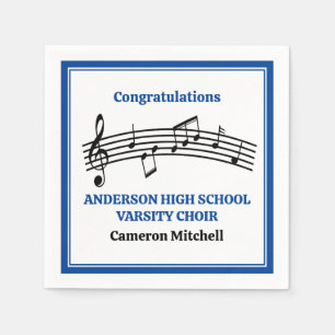 Blue High School Choir Custom Party Napkin