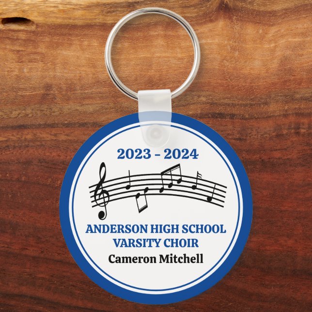 Blue High School Choir Personalised Key Ring (Front)