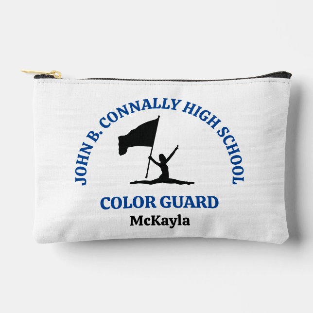 Blue High School Colour Guard Personalised Accessory Pouch (Front)