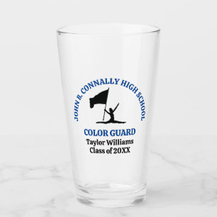 Blue High School Colour Guard Personalised Glass