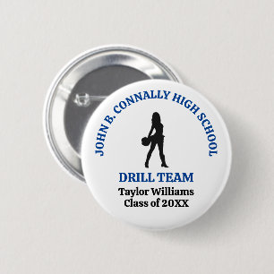 Blue High School Drill Team Dancer Personalised 6 Cm Round Badge