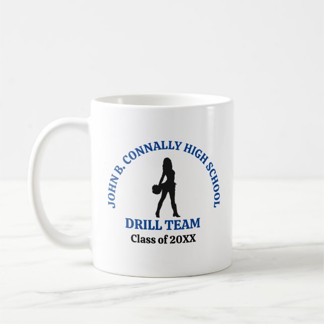Blue High School Drill Team Dancer Personalised Coffee Mug (Left)