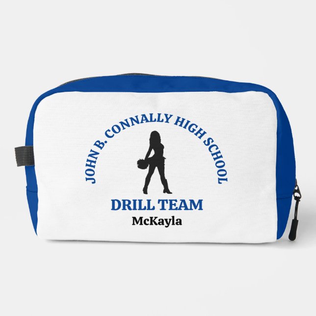 Blue High School Drill Team Dancer Personalised Dopp Kit (Front)