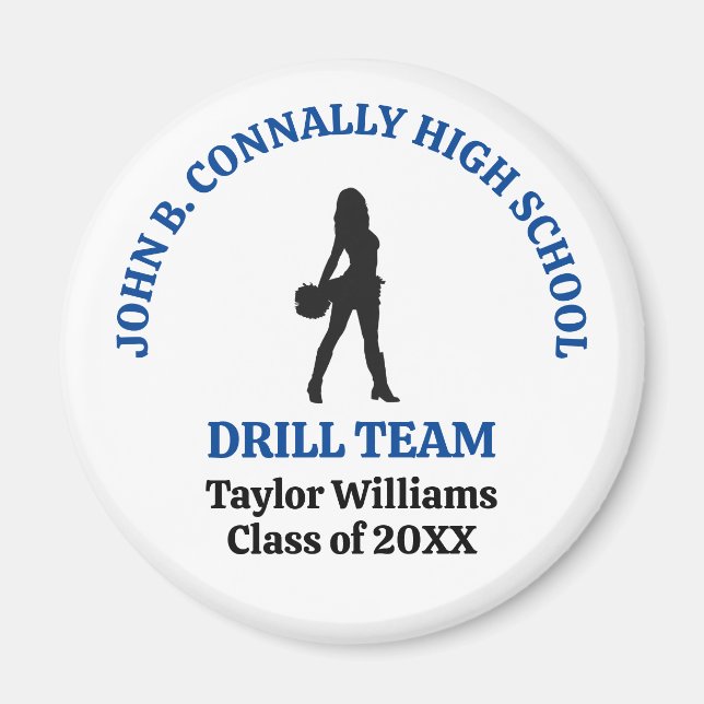 Blue High School Drill Team Dancer Personalised Magnet (Front)