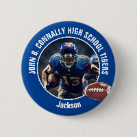 Blue High School Football Player Photo