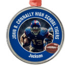 Blue High School Football Player Photo Christmas