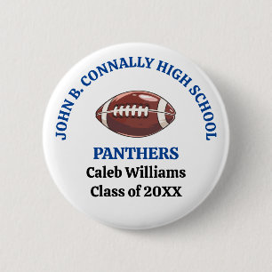 Blue High School Football Team Customised 6 Cm Round Badge