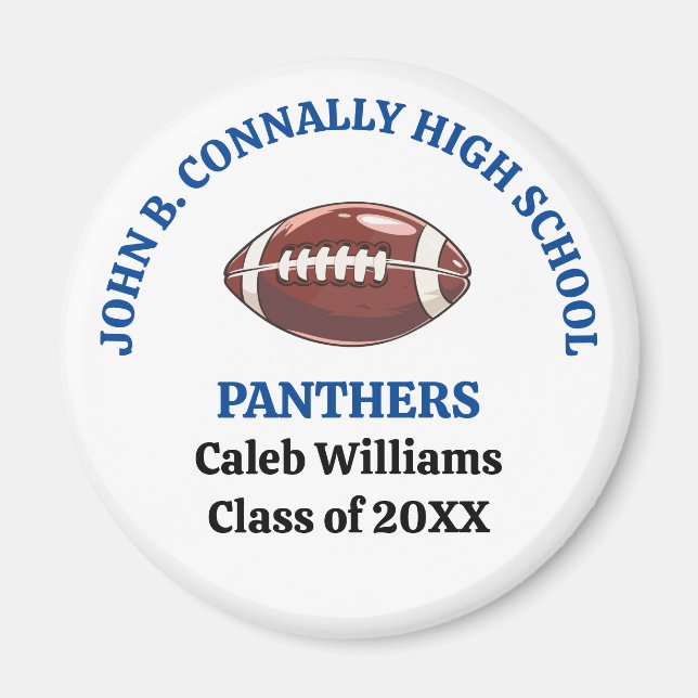 Blue High School Football Team Customised Magnet (Front)