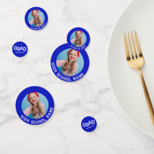 Blue High School Grad Custom Photo Graduation Confetti
