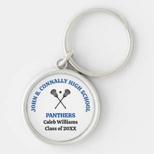 Blue High School Lacrosse Team Personalised Key Ring