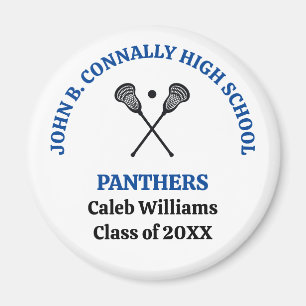 Blue High School Lacrosse Team Personalised Magnet
