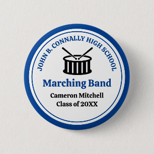 Blue High School Marching Band Customizable 6 Cm Round Badge