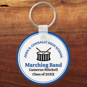 Blue High School Marching Band Customizable Key Ring