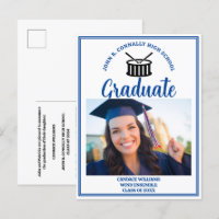 Blue High School Marching Band Graduation Photo