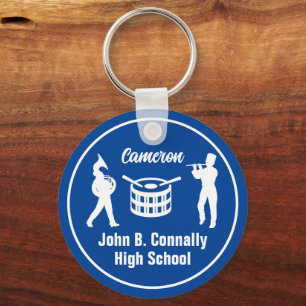 Blue High School Marching Band Personalised Key Ring