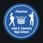 Blue High School Marching Band Personalised Magnet<br><div class="desc">This cool customised royal blue high school marching band magnet features white typography of your player name under the drums. A great student musician gift for parents.</div>