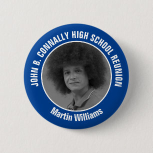Blue High School Reunion Yearbook Photo 6 Cm Round Badge