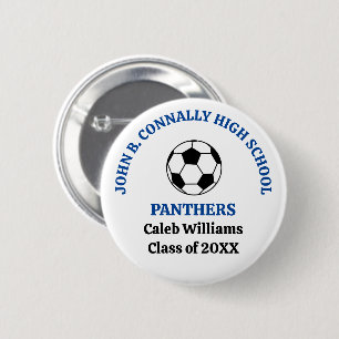 Blue High School Soccer Team Personalised 6 Cm Round Badge