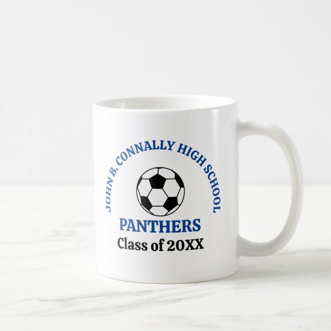Blue High School Soccer Team Personalised Coffee Mug (Right)