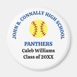 Blue High School Softball Player Personalised Magnet