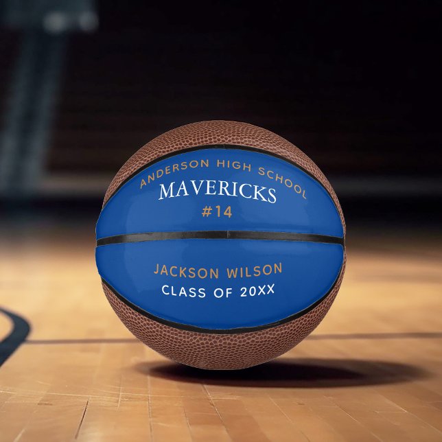 Blue High School Team Player Custom Graduation Mini Basketball (Creator Uploaded)