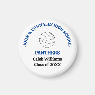 Blue High School Volleyball Player Personalised Magnet