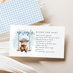 Blue Highland Cow Books For Boy Baby Shower Enclosure Card