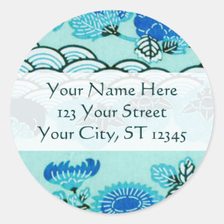 Blue Hills & Flowers Classic Round Sticker