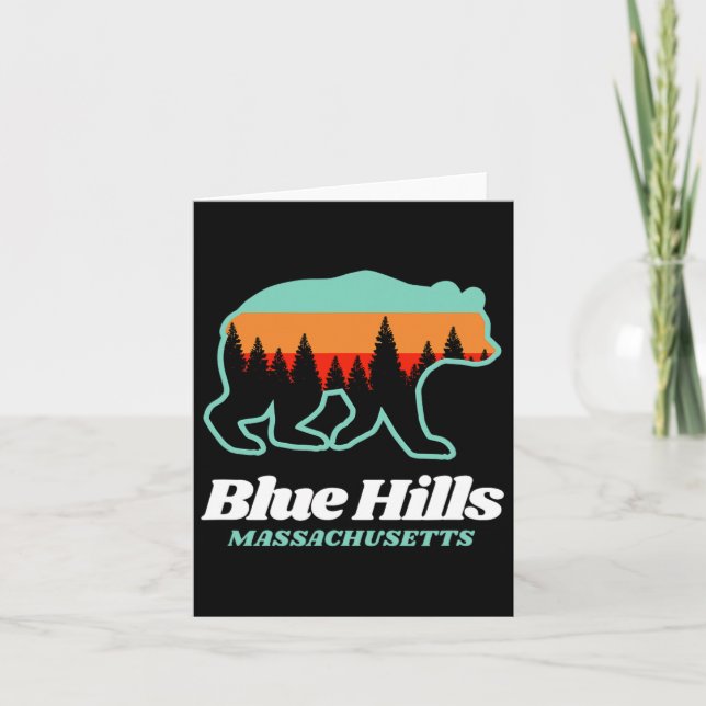 Blue Hills Machusetts Skiing Snowboarding Bear  Card (Front)