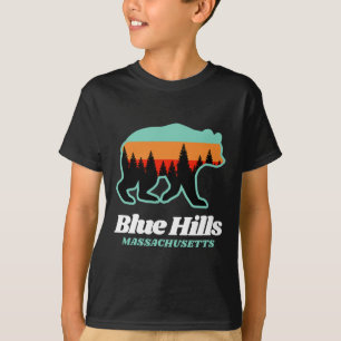Blue Hills Machusetts Skiing Snowboarding Bear  T-Shirt