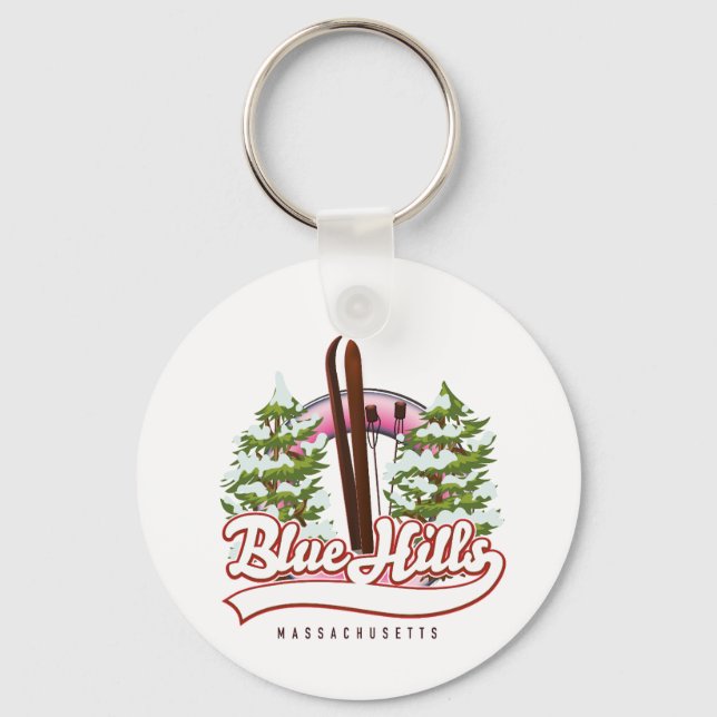 Blue Hills Massachusetts Ski logo Key Ring (Front)
