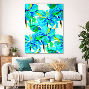 Blue Himalayan Poppy Botanical Art Floral Pattern Poster