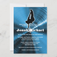 Blue Hip-Hop Dance Dancer Bar Mitzvah Invitation