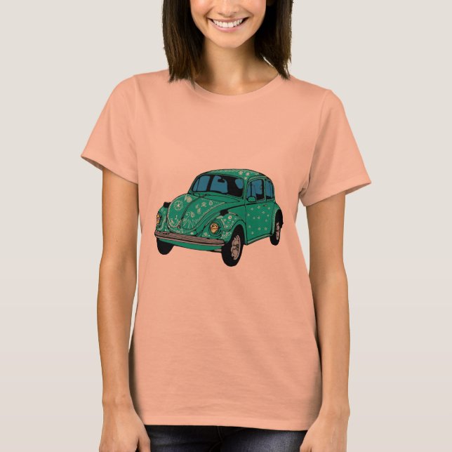 Blue Hippie Car Raglan T-Shirt (Front)